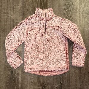 Pink kids Sherpa quarter zip up warm jacket size 4